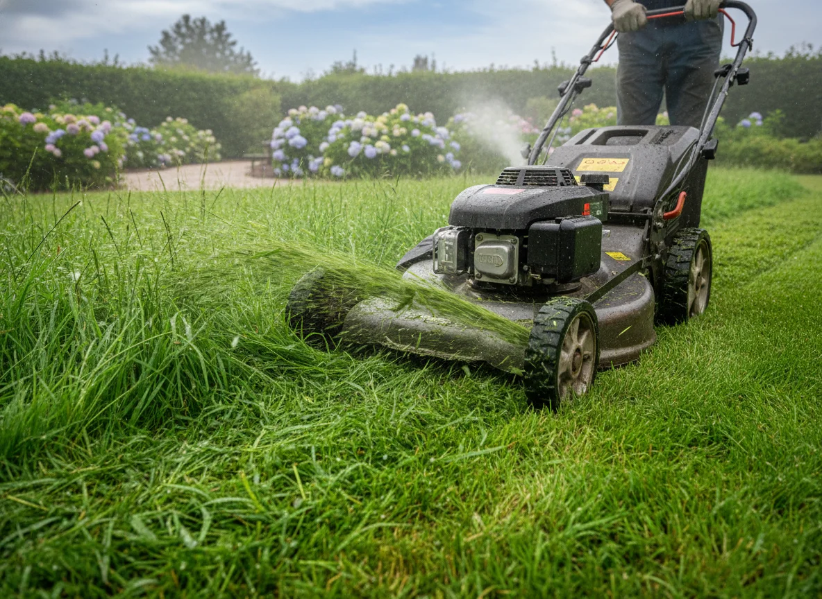 Comment tondre de l'herbe haute et humide sans bourrage ? - Image 1