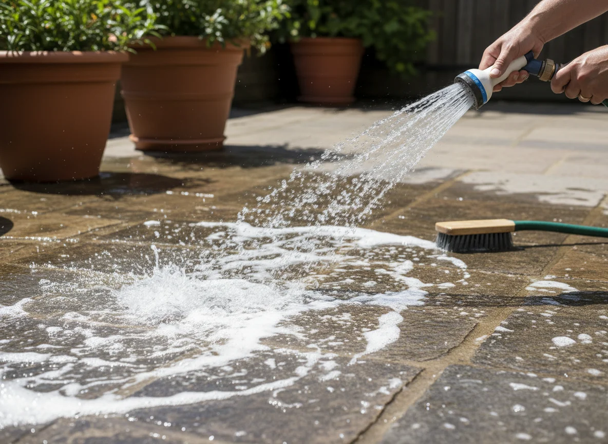 Nettoyage d'une terrasse en pierre reconstitu&eacute;e : m&eacute;thodes et produits efficaces - Image 2