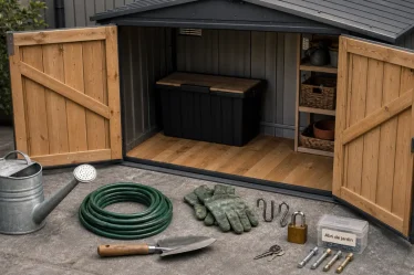 Cabane à outil de jardin bois métal résine pour le rangement extérieur