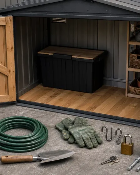 Cabane à outil de jardin bois métal résine pour le rangement extérieur
