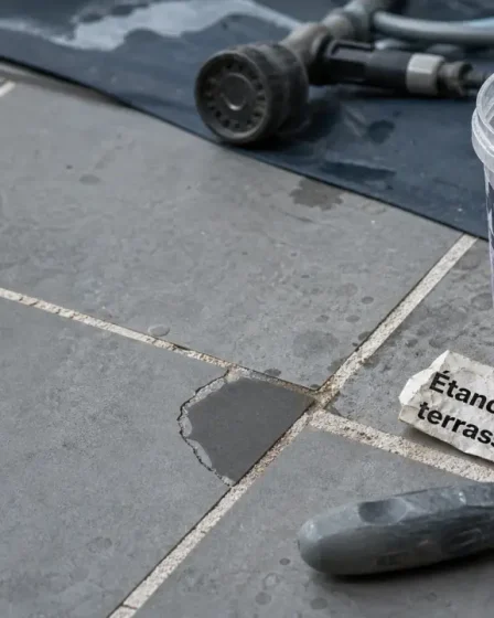 Étanchéité sur carrelage terrasse : résine et joints, eau qui stagne