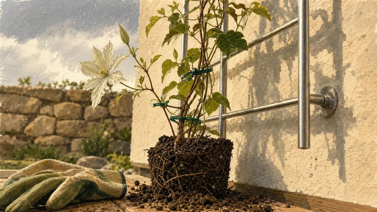 Faire grimper des plantes sur un mur : treillis et clématite sans dégâts