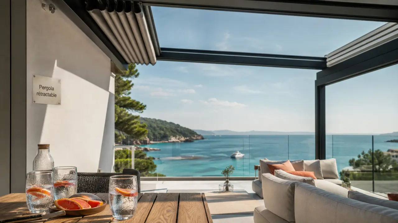 Pergola retractable sur terrasse : ombre et vue dégagée