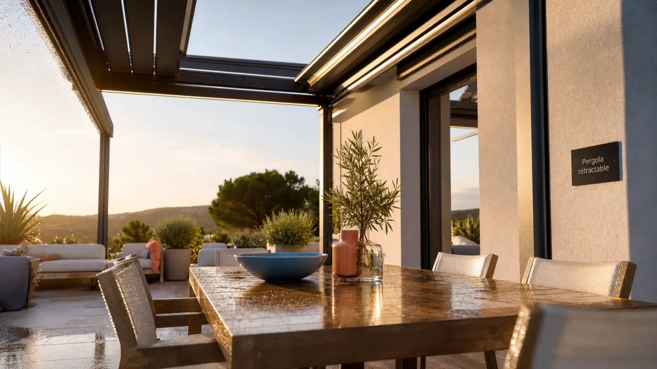 Pergola retractable sur terrasse : ombre, pluie, vue dégagée