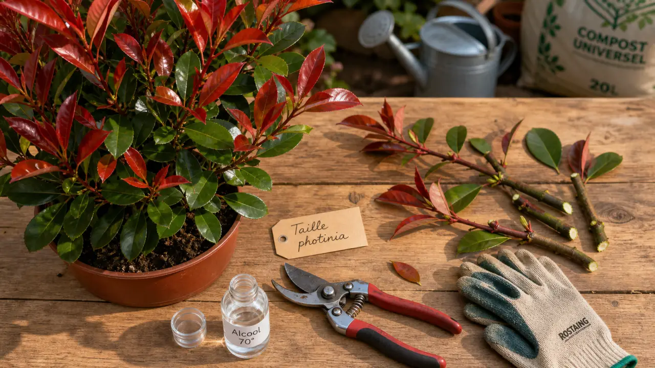 Quand tailler les photinia : sécateur et nœuds pour feuillage rouge éclatant