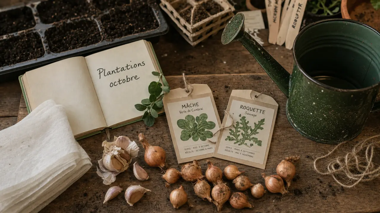 Que planter en octobre au potager : caïeux d’ail et salades d’hiver au potager