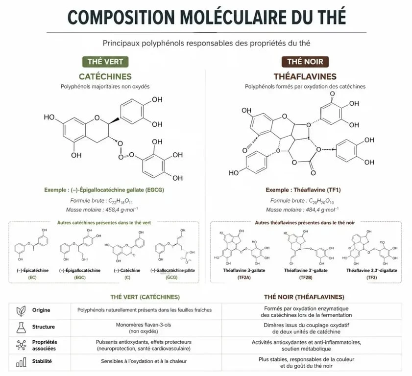 Différences nutritionnelles et antioxydants : thé noir ou vert