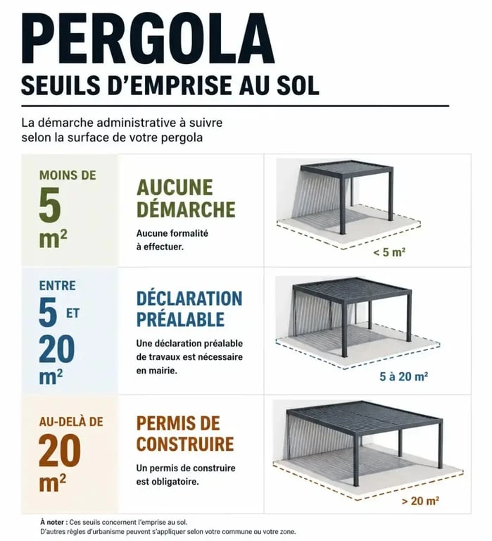 Seuils d'emprise au sol pour une pergola sans toit et démarches administratives obligatoires