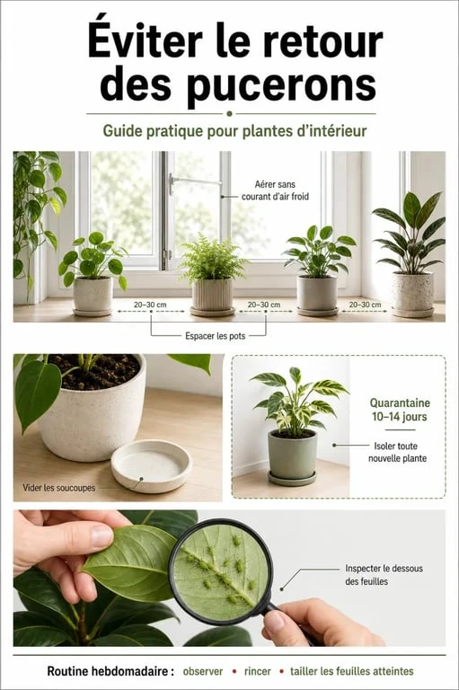 Pr&eacute;vention du puceron dans la maison sur plantes d&rsquo;int&eacute;rieur avec quarantaine et espacement des pots