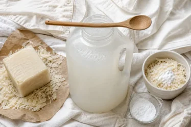 Lessive savon de marseille maison, copeaux et bicarbonate, linge blanc