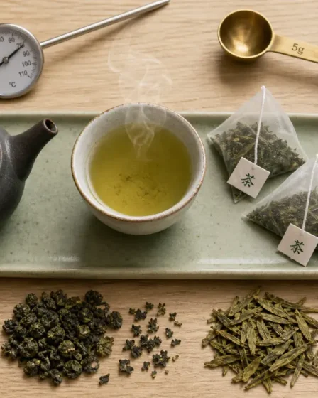 Meilleur the vert : sencha et longjing, tasse fumante