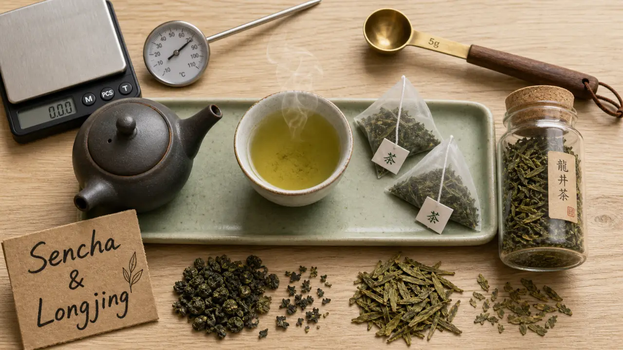 Meilleur the vert : sencha et longjing, tasse fumante
