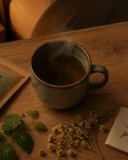 Plante sommeil profond : infusion valériane, passiflore ou mélisse, vue de dessus