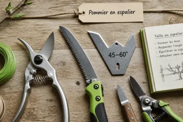 Pommier espalier taille : repère 30° à 60° et coursonnes fructifères