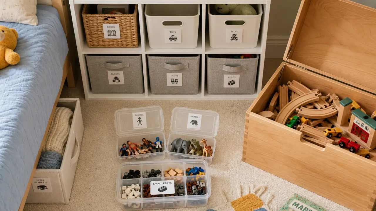 Rangement jouets enfants : casiers ouverts ou coffre fermé, chambre enfant