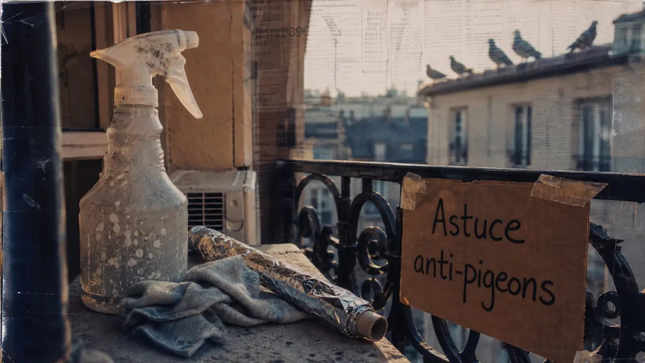 Recette de grand mere pour faire fuir les pigeons : vinaigre, épices, filets anti-pigeons sur balcon