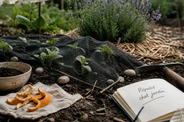 Repulsif chat jardin : marc de café et filet anti-oiseaux pour semis