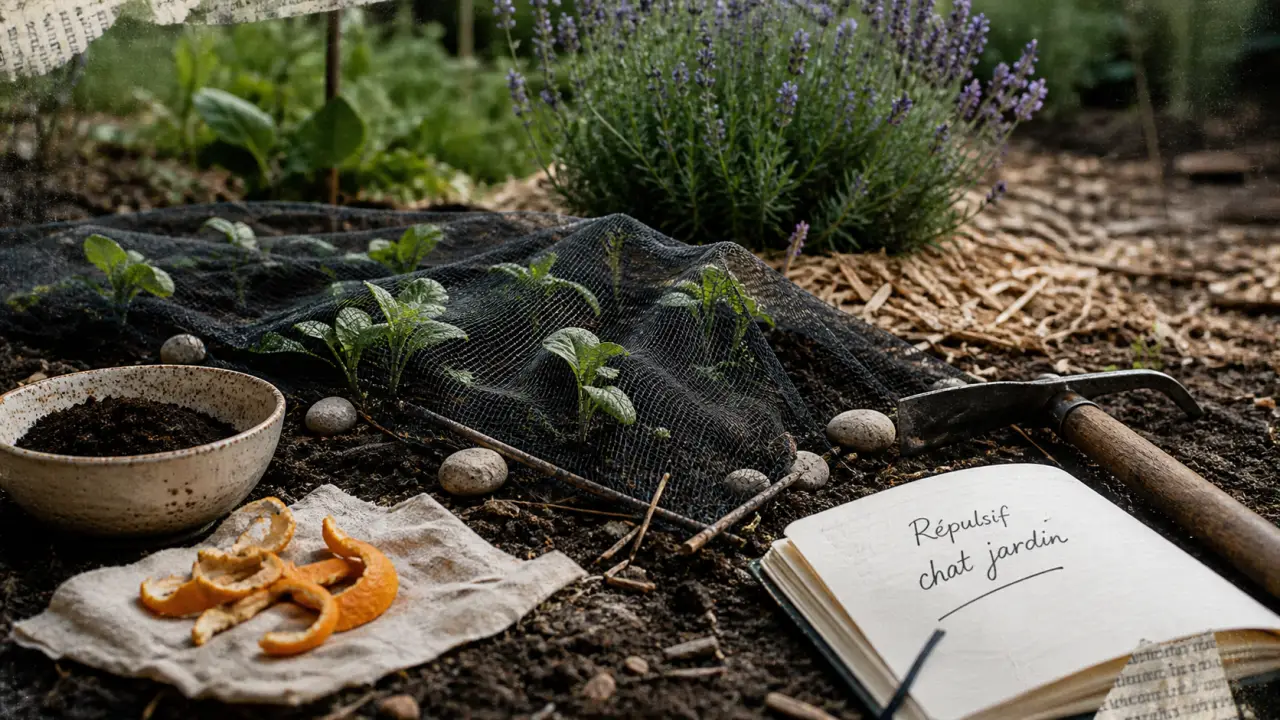 Repulsif chat jardin : marc de café et filet anti-oiseaux pour semis