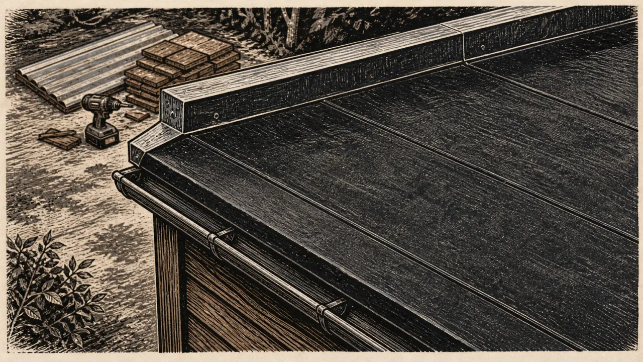 Toiture abri de jardin EPDM, rives et solins métalliques