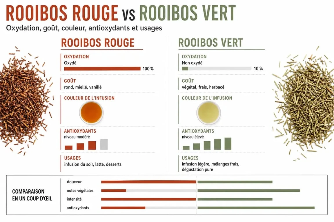 Comparaison rooibos rouge et rooibos vert pour th&eacute; rouge fait maison