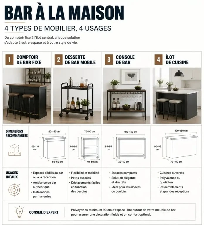 Comparatif des types de meuble bar salon pour choisir le mod&egrave;le adapt&eacute; &agrave; votre int&eacute;rieur
