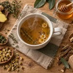 Mal de gorge tisane aux plantes, tisane au miel et citron