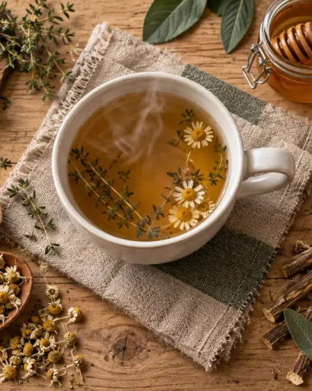 Mal de gorge tisane aux plantes, tisane au miel et citron