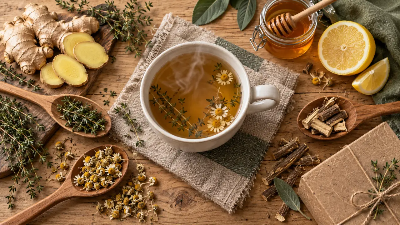 Mal de gorge tisane aux plantes, tisane au miel et citron