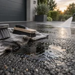 Nettoyer efficacement un enrobé noir : éponnage et rinçage maîtrisé