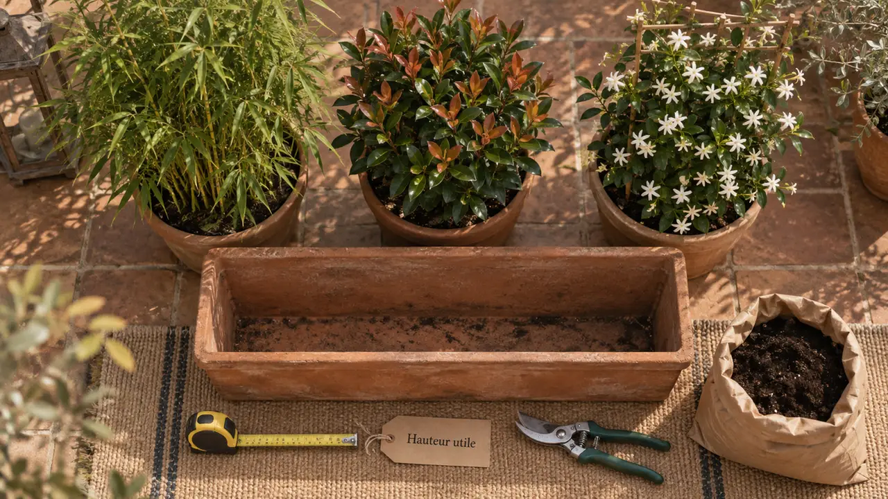 Plantes brise vue : hauteur utile, densité et espacement, bambou et photinia