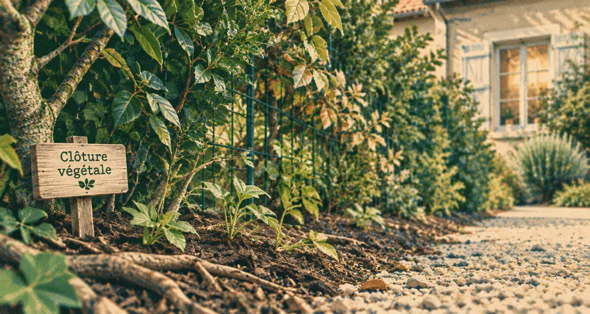 Clôture plante dense : écran végétal le long du chemin, sans assombrir le jardin