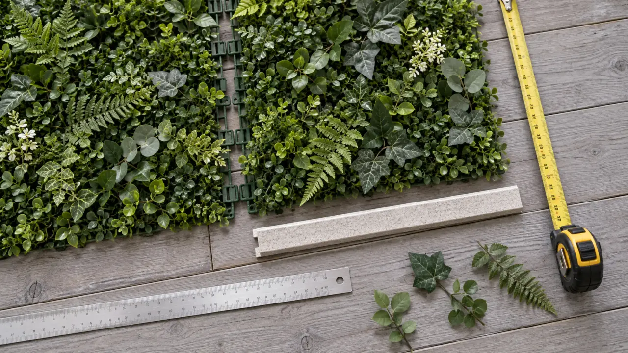 Mur artificiel : panneaux de feuillage en relief et densité