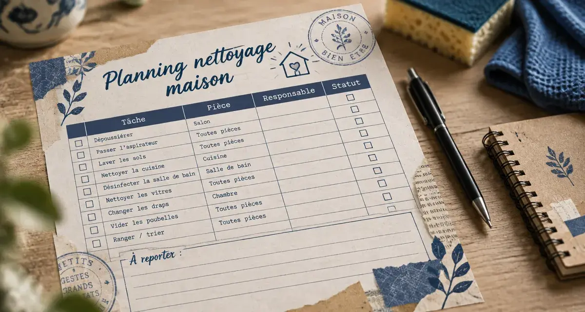 planning nettoyage maison pdf avec 5 fréquences et cases à cocher