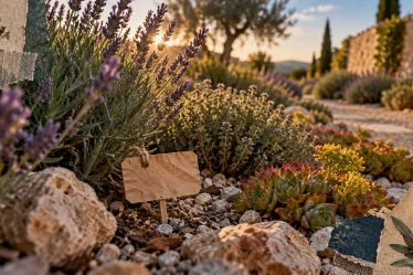 Plantes résistantes à la sécheresse : lavande, thym et sédum en rocaille drainante
