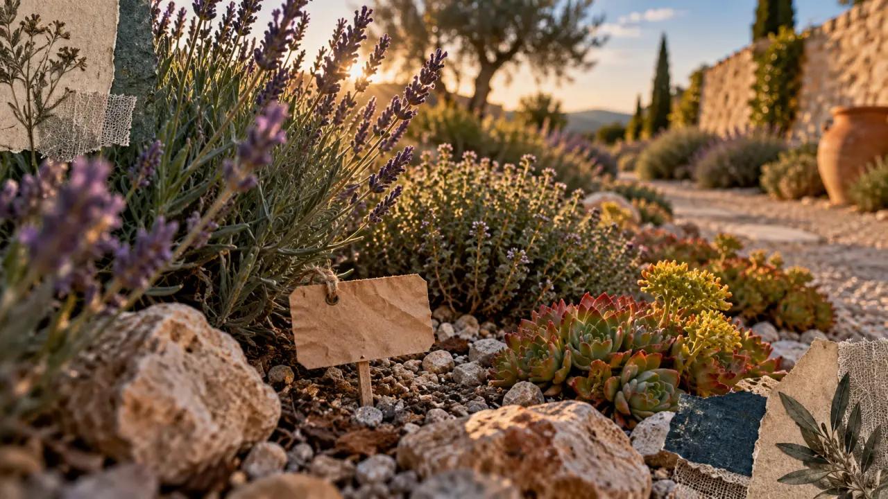 Plantes résistantes à la sécheresse : lavande, thym et sédum en rocaille drainante